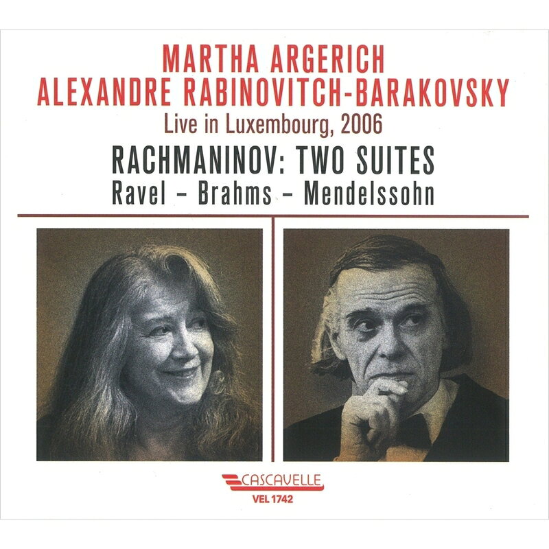 Duoーpiano ClassicalMartha Argerich Alexandre RabinovitchーBarakovsky 発売日：2025年07月18日 予約締切日：2025年07月14日 Martha Argerich & Alexandre RabinovitchーBarakovsky : Live in Luxembourg 2006 ー Rachmaninov Suites Nos. 1, 2, etc. JAN：7619918174227 VEL1742 Cascavelle CD クラシック 器楽曲 輸入盤