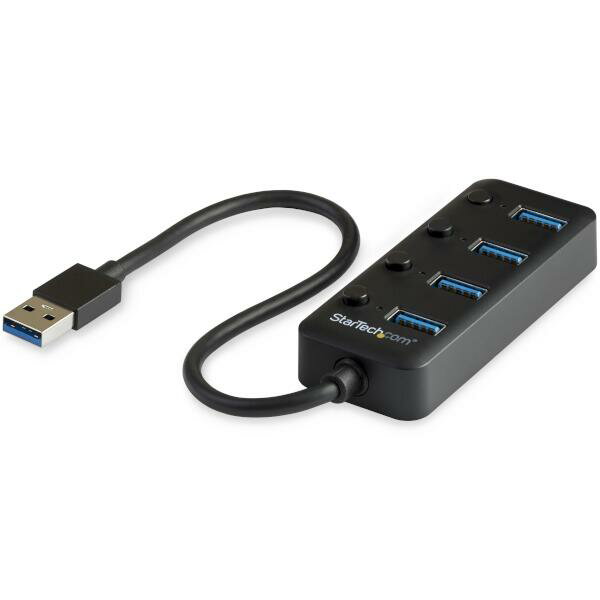 4ポートUSB 3.0ハブ USB-A - 4x USB-A 各ポートごとにオン／オフ・スイッチ付き