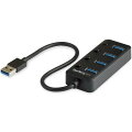 ノートパソコンにUSB 3.0 Type-Aポート4口を増設するUSB 3.0ハブ。ポートごとにパワースイッチがついており、電力をセーブします。ノートパソコンのType-Aポートに簡単に差し込めるUSBポートエクスチェンジャーは、バスパワーで駆動し携帯に適しています。

【既存のUSB機器を接続】
このハブは、USB Type-Aポート1口をUSB 3.0 （Type-A） ポート4口に変換し、接続機能を拡張します。旧型のUSB 2.0機器とも互換性があります。（USB 3.0 は、別名 USB 3.1 Gen 1とも呼ばれています。）USBメモリ、マウス、キーボード、外付けハードドライブなど、既存のUSB 3.0機器の接続を継続できるソリューションです。

【個別のオン・オフスイッチ】
各ポートにはパワースイッチがついており、使用していないときは電源を切ることができます。このため、USBデバイスやケーブルを抜かずに電力消費の管理が可能です。

【優れた携帯性】
小型軽量でコンパクトなハブは持ち運びに適しています。バスパワーで駆動するUSB-USBハブは外付け電源アダプタが不要なため、外出時に携帯するケーブルの数も少なくなります。

【プラグアンドプレイ】
この4ポートUSB 3.0ハブは、ノートパソコンに差し込むだけで自動的にインストールされ、すぐに使用できる状態になります。

StarTech.comでは、2年間保証と無期限無料技術サポートを提供しています。