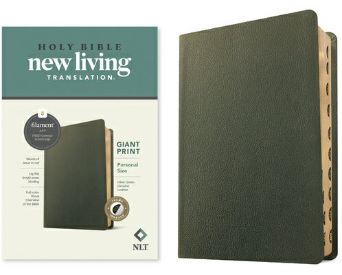 NLT Personal Size Giant Print Bible, Filament Enabled (Genuine Leather, Olive Green, Indexed, Red Le NLT PERSONAL SIZE GP BIBLE FIL [ New Living Translation ]