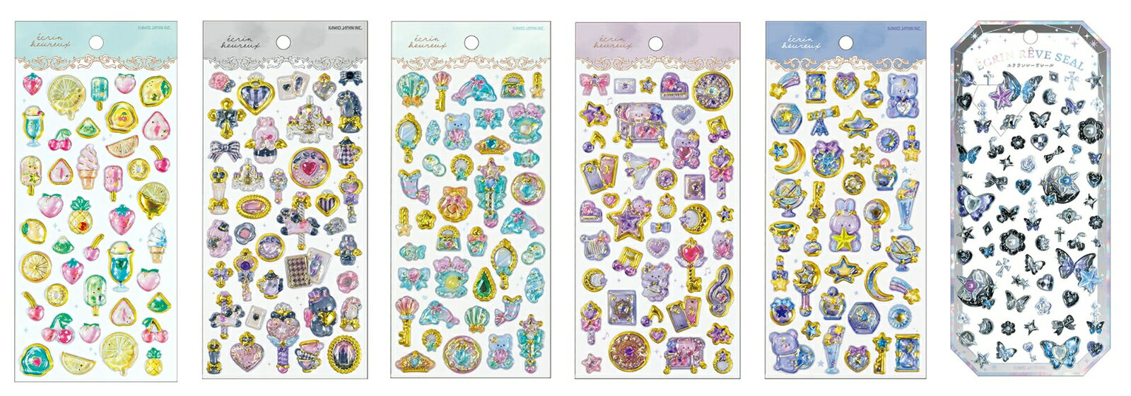 【セット商品】PM ECRIN HEUREUX SEAL 5種（フルーツ/ゴシック/シェル/メロディー/トゥインクル）＋PM ECRIN REVE SEAL 1種（舞う蝶々の夢）