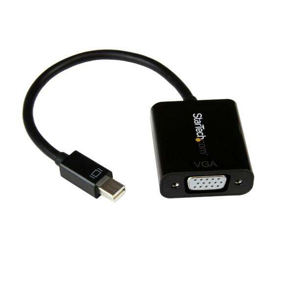 Mini DisplayPort 1.2-VGA変換アダプタ ミニディスプレイポート/ mDP/ Mini DP オスーVGA/ RGB (D-Sub15ピン) メス コンバータ 1920x1200 ブラック 1