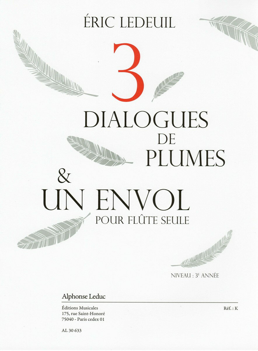 【輸入楽譜】ルドゥイユ, Eric: 3 Dialogues de Plumes & Un Envol
