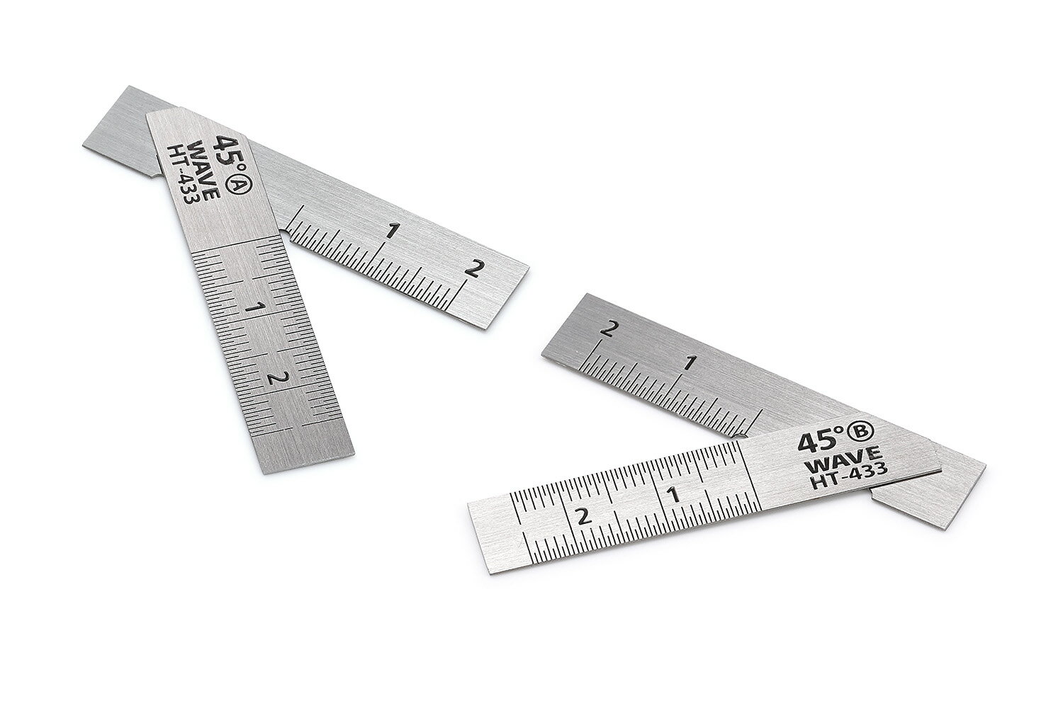 HGステンレスT定規【ショートタイプ】2枚組／45° 【HT-433】 (工具)