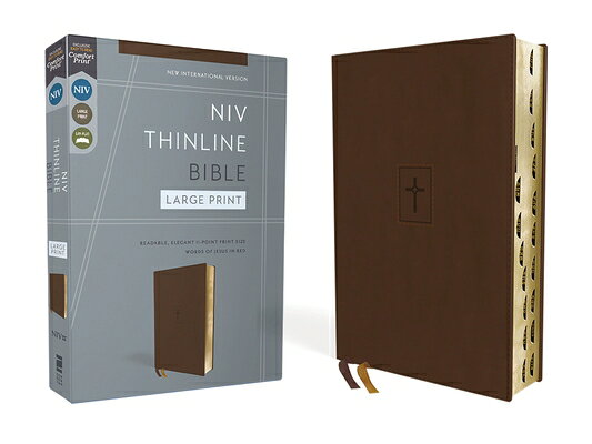 Niv, Thinline Bible, Large Print, Leathersoft, Brown, Red Letter, Thumb Indexed, Comfort Print NIV THINLINE BIBLE LP LEATHERS 