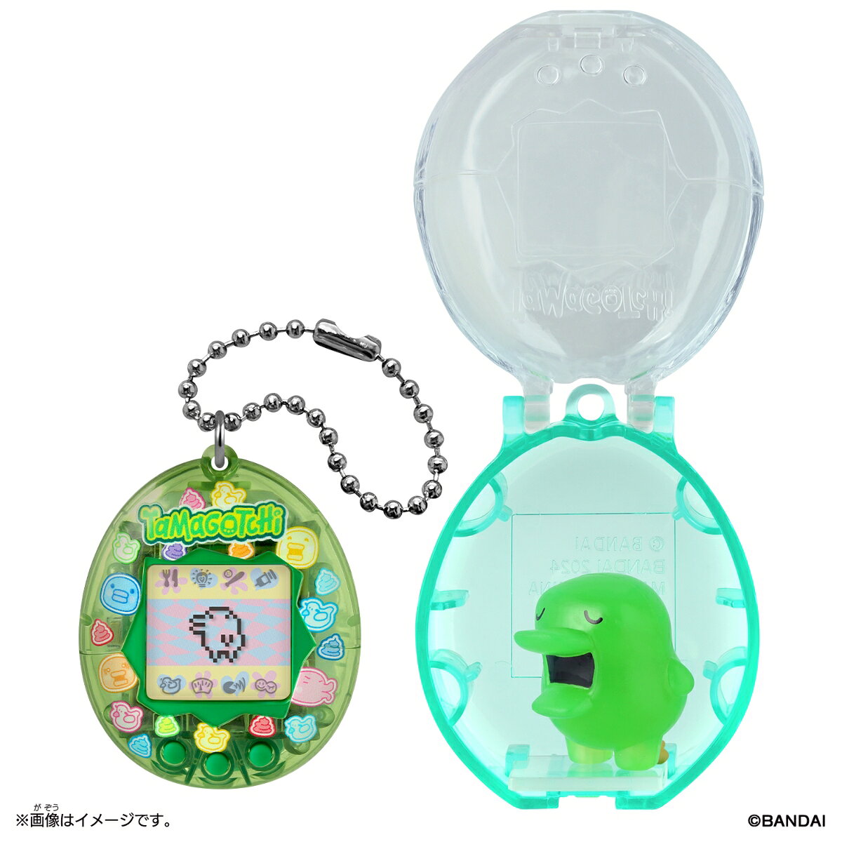 Original TamagotchiとTamagotchi Collectiblesがセットで登場！「うんちとくちぱっち」がモチーフのポップなデザインのオリタマと、クリア仕様のPoop Timeのフィギュア＆ケースの、くちぱっち好きにぴったりなスペシャルセットです。Original Tamagotchiは、まめっちたちが育てられるGEN1プログラムを搭載しております。※本商品のプログラムには一部英語の表記が含まれます。※バンダイでは液晶画面用の保護シートは販売しておりません。※画像はイメージです。［セット内容］・Original Tamagotchi…1・フィギュア…1・ケース…1・取扱説明書…1［使用電池］CR2032×1（付属）※セットされている電池はテスト用です。（本商品のセット内容以外は付属しません。）【対象年齢】：6才〜