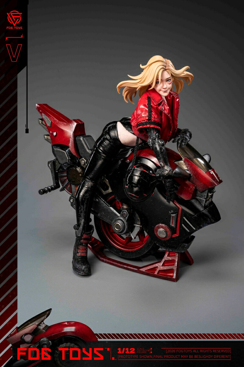新鋭メーカーFOGTOYS企画製作の下、ウェイストランドとサイバーパンクの世界観を融合したオリジナル1/12スケール可動フィギュアシリーズ「ファンタジー・アルファベット」の第3弾として、「M」が登場!
素体にはシリコン素材を採用し、自然な一体感のある造形としっとりとした質感を両立。
手足には可動関節仕様でさまざまなダイナミックなポージングを自在に楽しめます。
専用の乗り物として、一輪バイク「鴉」が付属。
さらに、砂埃が舞い上がるような情景を演出する専用スタンドもセットされ、荒廃した世界観を臨場感たっぷりに再現できます!

サイズ:1/12スケール
素材:PVC、ABS、POM、シリコン、金属、布

パーツリスト:
交換用フェイスパーツ×2
交換用ハンドパーツ×9
素体×1
アシンメトリーメカニカルアーム×2
ヘアパーツ×1

服装:
ベスト×1
ショートパンツ×1
ジャケット×1
レザーパンツ×1
ダメージストッキング×2
ハイヒールレザーブーツ×2

付属品:
水筒×1
ブレスレット×2
望遠鏡×1
取り外し式ハンドキャノン×1
静止状態用バイクスタンド×1
動的状態用バイク台座×1
分解式一輪バイク「カラス」×1(外装の一部取り外し可能、フロント部分はマグネット式スイッチで発光機能搭載)
ステッカー×1

予約特典:
バイクヘルメット ×1

使用電池:CR927×1個(テスト電池封入)

※海外仕入商品の為、多少の箱潰れが発生する可能性がございます。
箱潰の交換は出来かねます。
ご了承ください。

(C)2026 FOGTOYS ALL RIGHTS RESERVED.

・ホビー系商品についての諸注意
メーカー都合により発売の大幅な延期が発生する可能性がございます。
予約商品についてはメーカーから順次入荷次第の発送となります。メーカー公表の発売日とは異なる場合がございますのでご了承ください。【対象年齢】：15歳以上