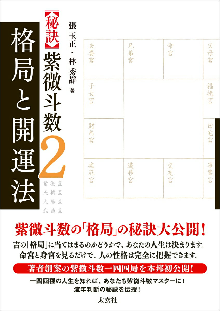 紫微斗数の「格局」の秘訣大公開！吉の「格局」に当てはまるのかどうかで、あなたの人生は決まる。命宮と身宮を見るだけで、人の性格は完全に把握できる。著者創案の紫微斗数一四四局を本邦初公開！流年判断の秘訣を伝授！