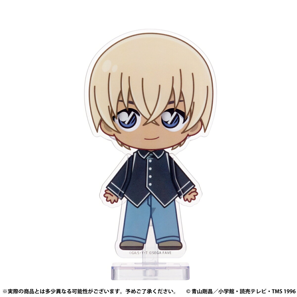 アニメ『名探偵コナン』より、動かせて飾れるアクスタ×ドール新登場！
ポーズがとれる!表情も変わる！まるで「生きているアクスタ」！！

●表情が変えられる！
キャラクター背面のレバーを上下することで瞼が閉じて瞬きします(瞬き機能)。
顔の角度を変えてもキャラクターがあなたを見つめてくれます(追眼機能)。

●ポーズが取れて楽しい！
付属のスティックをキャラクターにセットすると、手を上下に動かすことができます。瞼の瞬き機能も上手く使って楽しく動かそう！

●飾っても良し！一緒にお出かけしても良し！
スティックを外せるのでコンパクトになり持ち運びもできます。また、スティックから外してスタンド台座に飾ることができます。