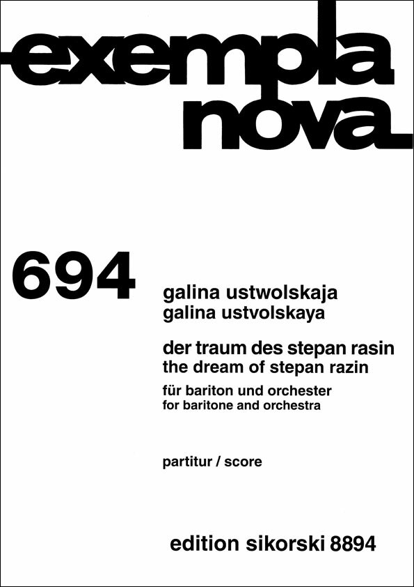 【輸入楽譜】ウストヴォルスカヤ, Galina Ivanovna: スチェパン・ラージンの夢 〜バリトン独唱とオーケストラのための: スコア