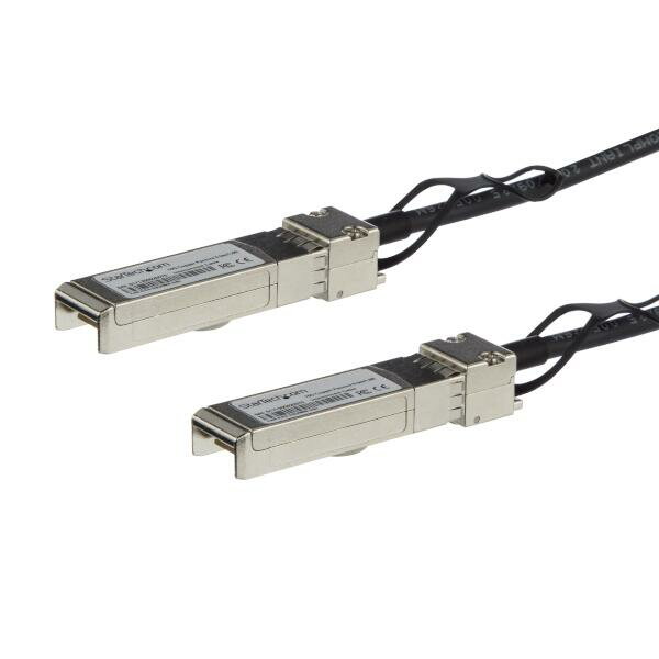 MSA準拠SFP+ダイレクトアタッチケーブル。10Gネットワークでの展開を前提に、設計・プログラミング・テストが行われた製品です。銅線ケーブルで安定した10GbE接続を提供し、光ファイバケーブルに代わる費用対効果の高いソリューションです。

このアクティブDACケーブルは、SFP+（Mini-GBIC）ポートに接続する10ギガビットイーサネット用途に適しています。ホットスワップに対応し、ネットワークの中断を最小限に留めながら、シームレスなアップグレードと交換が可能です。

高速性能を提供するよう設計された2mのSFP+銅線ケーブルは、ラック間接続やネットワークスイッチ／サーバ接続等、中距離での使用を想定しています。

【StarTech.comがお届けするSFPケーブル】
StarTech.com製のSFPおよびSFP+ Twinax ケーブルには、すべてライフタイム保証と無期限無料技術サポート（多言語に対応）が付いています。StarTech.comでは、安定したネットワーク性能の実現に必要な信頼性と利便性を備えたSFPモジュールとSFPダイレクトアタッチケーブル各種を幅広く提供しています。