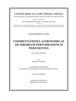 Commentationes Astronomicae AD Theoriam Perturbationum Pertinentes 3rd Part