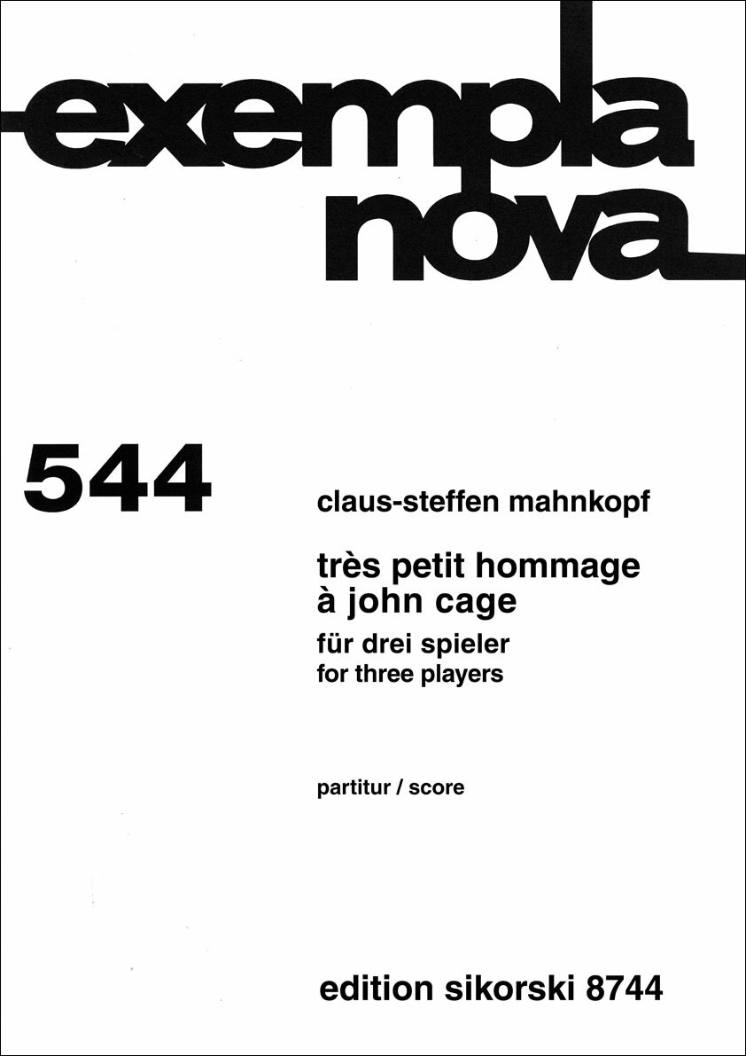 【輸入楽譜】マーンコップ, Claus-Steffen: 3つの短いジョン・ケージへのオマージュ(オーボエ、トランペット、トロンボーン): スタディ・スコア