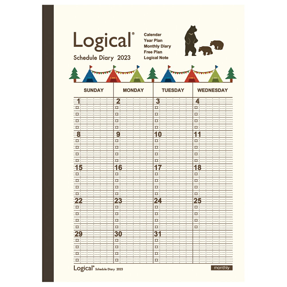 2023年　ロジカルダイアリー月間ノートタイプA　キャンプ　ホワイトA6　ダイアリー　ダイアリー　2022年12月始まり　ナカバヤシ　NS-A602-23AS1 ダイアリー （ダイアリー）