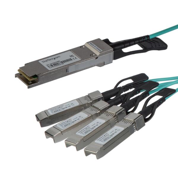 AOCブレークアウトケーブル／5m／Cisco製品QSFP-4X10G-AOC5M互換／アクティブ光ケーブル／C9300 C3850対応