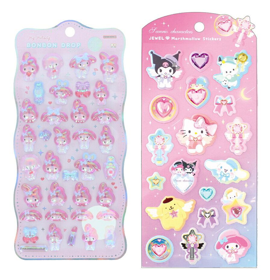 ボンボンドロップシール churukira マイメロディ + サンリオキャラクターズジュエルマシュマロステッカーズ　マジカルジュエリー