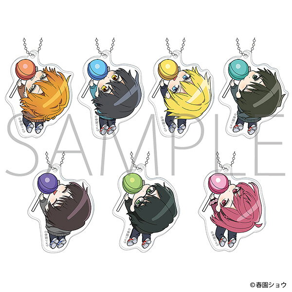 「佐々木と宮野」より食べ物にかぶりついたポーズのイラストシリーズかぷりっこが登場！ 
キャンディーにかぶりついているのがポイント！カバンなどにぶら下げてお出かけのお供にもぴったりです！
&copy;春園ショウ