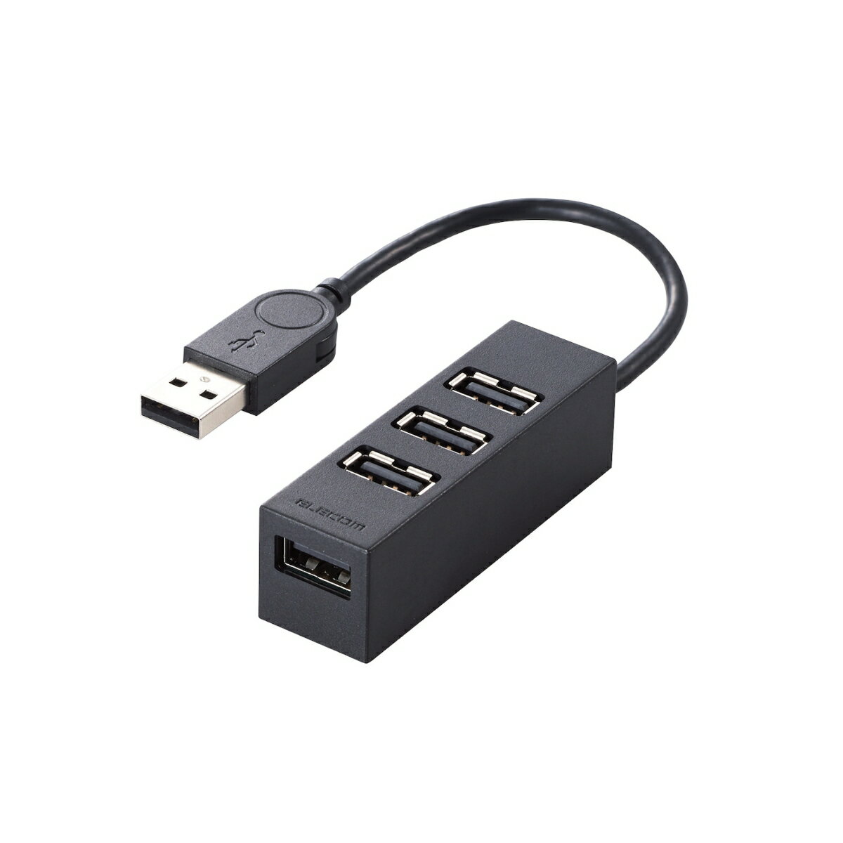 USB2.0ハブ/機能主義/バスパワー/4ポート/10cm/ブラック