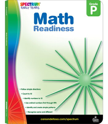 Spectrum Math Readiness helps preschoolers improve and strengthen basic math skills such as counting to 10, using ordinal numbers, identifying and creating simple patterns, as well as recognizing same and different.