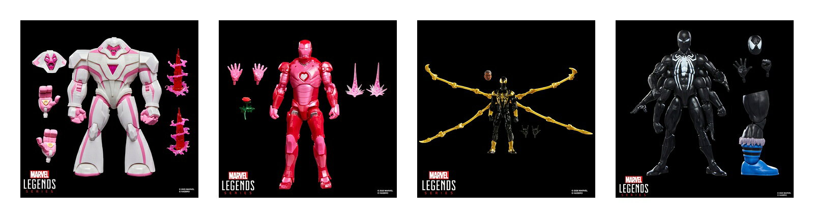 ＜セット内容＞
ハズブロ（Hasbro）MARVEL マーベルレジェンド・シリーズ ニムロッド X-MEN コミックス 6インチサイズ センチネル アクションフィギュア G2080 正規品
ハズブロ（Hasbro）MARVEL マーベルレジェンド・シリーズ アイアンマン アイ・ラブ・ユー 3000 6インチサイズ コレクター向けアクションフィギュア ギフト G2117 正規品
ハズブロ（Hasbro）MARVEL マーベルレジェンド・シリーズ スパイダーマン アイアン・スパイダー（アーロン・デイビス） G2088 正規品
ハズブロ（Hasbro）MARVEL マーベルレジェンド・シリーズ ダークアベンジャーズ スパイダーマン アベンジャーズコミックス 6インチサイズのコレクター向けアクションフィギュア G0824 正規品
ーーーーーーーーーーーーーーーー

◆◇ハズブロ（Hasbro）MARVEL マーベルレジェンド・シリーズ ニムロッド X-MEN コミックス 6インチサイズ センチネル アクションフィギュア G2080 正規品◇◆

■商品の主な特徴
【コミックスを再現したニムロッド】コレクション用のニムロッドのアクションフィギュアは、マーベルコミックスのX-MENに登場するキャラクターにインスパイアしています。
【プレミアムなデザイン＆デコレーション】コミックス風の装飾が施されたアクションフィギュアは、ファンやコレクターの皆様のコレクションにぴったりです。
【マーベルコミックスを再現したアクセサリー】公式ライセンス商品であるフィギュアセットには、交換用の頭部と手のパーツ、ブラストエフェクトを含む5個のアクセサリーが付属しています。
【6インチサイズのアクションフィギュア】ウィンドウボックスパッケージ入りなので、ファンやコレクターの皆様はマーベルの6インチ（約15cm）サイズのプレミアムフィギュアをそのままディスプレイできます。
【ディスプレイ映えする可動構造】コレクター向けのアクションフィギュアは、20か所以上の可動ポイントを備えているので、頭部・腕・脚を自由に動かして、動きのあるポージングをすることが可能です。
【フューチャー＆パストの敵】暗黒の未来世界から現れた高度なセンチネル、ニムロッドの究極の使命は人類を守ることです。そのために、ミュータント種の根絶を目指して行動します。

■商品説明
ハズブロ マーベルコミックス X-MEN ニムロッドのアクションフィギュアで、マーベル・ユニバースの興奮と驚きのワクワクをコレクションに加えましょう。このコレクション用の 15 cm サイズのマーベル アクションフィギュアは、マーベルコミックス『X-MEN』に登場するキャラクターを忠実に再現しています。ニムロッドのアクションフィギュアは、精巧なデザインとポージングが可能な頭部、腕、脚など多数の可動部位を備えています。セットには、交換用の頭部と手のパーツ、ブラストエフェクトを含む5個のアクセサリーが付属しています。ハズブロのマーベル15cmサイズアクションフィギュアは、ファンの皆さまがディスプレイをお楽しみいただくのにぴったりのアイテムです。マーベルレジェンドのアクションフィギュアとマーベルのコレクションで、コミックスを再現したシーンを思い描きましょう。

Copyright 2026 MARVEL.
Hasbro and all related terms are trademarks of Hasbro.

セット内容：フィギュア本体、アクセサリー5個

対象年齢4才以上
警告：小さな部品が含まれており、飲み込むと危険です。3才以下のお子様には絶対に与えないでください。 

(c)2026 Hasbro. All rights reserved. 
(c)2026 MARVEL.【対象年齢】：4才以上

◆◇ハズブロ（Hasbro）MARVEL マーベルレジェンド・シリーズ アイアンマン アイ・ラブ・ユー 3000 6インチサイズ コレクター向けアクションフィギュア ギフト G2117 正規品◇◆

■商品の主な特徴
【アイ・ラブ・ユー 3000】このアイアンマンのフィギュアは、マーベルスタジオのキャラクターをスイートなアレンジで表現しており、ピンクのデコレーションと胸部のハート型のアーク・リアクターが特徴です。
【スペシャルエディション・デザイン＆デコレーション】アイアンマンの象徴的なデザインに、特別仕様のピンクのハートデコを組み合わせたスペシャルエディション。マーベルスタジオ『アベンジャーズ／エンドゲーム』でのトニー・スタークの名シーン「I love you 3,000」にインスパイアされています。
【パッケージにメッセージを書こう】ボックス前面のパネルを開くと、名前を書いたりメッセージを添えられるスペースが登場。ギフトとグリーティングカードがひとつになった特別仕様です。
【ディスプレイに最適】プレミアムデザインのパッケージは、前面パネルを開くとウィンドウボックス越しにフィギュアを鑑賞可能。箱のまま飾っても、棚に並べても映えるデザインです。
【特別なアクセサリー付き】セットには、交換用ハンドパーツ2個、ハートデザインのエフェクトパーツ2個、フィギュア用のバラのアクセサリーを含む5個のアクセサリーが付属しています。
【ディスプレイ映えする可動構造】コレクター向けの15センチサイズのアクションフィギュアは、20か所以上の可動ポイントを備えているので、頭部・腕・脚を自由に動かしてポージングをすることができます。
【気持ちを伝えるギフトに】バレンタインデー、記念日、誕生日、母の日、父の日など、大切な人に「I love you 3,000」を伝えたいときにぴったりのマーベルギフトです。

■商品説明
マーベルレジェンド・シリーズで、マーベル・ユニバースの興奮と驚きをコレクションに加えましょう！このコレクター向け6インチ（約15cm）サイズフィギュアは、マーベルスタジオ作品に登場するアイアンマンをモチーフに、ハートをテーマにした特別デザインが施されています。プレミアムな造形とフル可動する頭部・腕・脚により、ダイナミックなポージングが可能です。セットには、交換用ハンドパーツ2個、ハートデザインのエフェクトパーツ2個、フィギュア用のバラのアクセサリーを含む5個のアクセサリーが付属しています。映画の名シーンを再現したり、マーベルレジェンドのフィギュアや玩具と組み合わせてディスプレイを楽しめます。バレンタインデーや誕生日のギフトとして、家族、パートナー、お子様、コレクターの皆様に喜ばれる特別なアイテムです。

Copyright 2026 MARVEL.
Hasbro and all related terms are trademarks of Hasbro.

セット内容：フィギュア本体、アクセサリー5個

対象年齢4才以上
警告：小さな部品が含まれており、飲み込むと危険です。3才以下のお子様には絶対に与えないでください。

(c)2026 Hasbro. All rights reserved. 
(c)2026 MARVEL.【対象年齢】：4才以上

◆◇ハズブロ（Hasbro）MARVEL マーベルレジェンド・シリーズ スパイダーマン アイアン・スパイダー（アーロン・デイビス） G2088 正規品◇◆

■商品の主な特徴
【プレミアムなデザイン＆デコレーション】コミックス風の装飾が施された6インチ（15cm）サイズのアクションフィギュアは、ファンやコレクターの皆様のコレクションにぴったりです。
【コミックスにインスパイアされたフィギュア】アイアン・スパイダー（アーロン・デイビス）のフィギュアは、マーベルコミックス『スパイダーマン』に登場する姿をもとにデザインされています。
【キャラクターを再現したアクセサリー】フィギュアセットには、交換用の頭部パーツ、手のパーツ2個、可動式スパイダーアーム4本を含む7個のアクセサリーが付属しています。
【ディスプレイ映えする可動構造】コレクター向けのアクションフィギュアは、20か所以上の可動ポイントを備えているので、頭部・腕・脚を自由に動かして、動きのあるポージングを取らせることができます。
【似たり寄ったり】プロの犯罪者アーロン・デイビスは、ブラックマーケットでアイアン・スパイダースーツを手に入れ、スパイダーマンのヴィランであるシニスター・シックスを再結成。甥のマイルズ・モラレスに対抗し、S.H.I.E.L.D.のヘリキャリア奪取を企てます。
【マーベルマルチバースコレクションを完成させよう】エンターテインメントにインスパイアされたマーベルレジェンド・シリーズのフィギュアを集めましょう。（各別売。在庫や取扱がないことがあります。）

■商品説明
【マーベルレジェンド・シリーズ アイアン・スパイダー（アーロン・デイヴィス）】コミックス『スパイダーマン』に登場するキャラクターの15cmサイズのコレクション用アクションフィギュア。
【プレミアムなデザイン＆デコレーション】コミックス風の装飾が施された6インチ（15cm）サイズのアクションフィギュアは、ファンやコレクターの皆様のコレクションにぴったりです。
マーベルコミックス『スパイダーマン』に登場する姿をもとにデザインされています。
【キャラクターを再現した7個のアクセサリー】交換用の頭部パーツ、手のパーツ2個、可動式スパイダーアーム4本を含む7個のアクセサリーが付属。
セット内容：フィギュア本体、アクセサリー7個

対象年齢：4 歳以上
警告：小さな部品が含まれており、飲み込むと危険です。3 歳未満のお子様には絶対に与えないでください。

(C) 2026 Hasbro. All rights reserved. 
(C) 2026 MARVEL.【対象年齢】：4才以上

◆◇ハズブロ（Hasbro）MARVEL マーベルレジェンド・シリーズ ダークアベンジャーズ スパイダーマン アベンジャーズコミックス 6インチサイズのコレクター向けアクションフィギュア G0824 正規品◇◆

■商品の主な特徴
【コミックスにインスパイアされたダークアベンジャーズ スパイダーマン】コレクター向けのダークアベンジャーズ スパイダーマンフィギュアは、マーベルコミックス『アベンジャーズ』に登場する姿をもとにデザインされています。
【プレミアムなデザイン＆デコレーション】コミックス風の装飾が施されたアクションフィギュアは、ファンやコレクターの皆様のコレクションにぴったりです。
【マーベルコミックスを再現したアクセサリー付き】ハズブロ公式ライセンスのフィギュアセットには、差し替え用の手のパーツ2個と頭部パーツを含む3個のアクセサリーが付属しています。
【ビルド・ア・フィギュアパーツ（エクスキューショナー）】セットにはエクスキューショナーのビルド・ア・フィギュアの脚パーツが付属しています。マーベルレジェンド・シリーズの他のアイテムを集めると、追加のキャラクターのフィギュアを組み立てることができます。（各別売。在庫や取り扱いがないことがあります。）
【6インチサイズのアクションフィギュア】ウィンドウボックスパッケージ入りなので、ファンやコレクターの皆様はマーベルの6インチ（約15cm）サイズのプレミアムフィギュアをそのままディスプレイして楽しめます。
【ディスプレイ映えする可動構造】コレクター向けのアクションフィギュアは、20か所以上の可動ポイントを備えているので、頭部・腕・脚を自由に動かして、動きのあるポージングをすることが可能です。
【ニュー・アベンジャーズ】アイ・アパエックがノーマン・オズボーンの特殊収容施設からの脱走を手助けした後、オズボーンは彼を「スパイダーマン」として自らのダークアベンジャーズチームに加えました。
	
■商品説明
マーベルレジェンド・シリーズ ダークアベンジャーズ スパイダーマンで、マーベル・ユニバースの興奮と驚きをコレクションに加えましょう！このコレクター向け6インチ（約15cm）サイズフィギュアは、マーベルコミックス『アベンジャーズ』に登場するダークアベンジャーズ スパイダーマンの姿を細部まで再現しています。プレミアムな造形とフル可動する頭部・腕・脚により、ダイナミックなポージングが可能です。セットには、差し替え用の手のパーツ2個と頭部パーツを含む3個のアクセサリーに加え、エクスキューショナーのビルド・ア・フィギュアパーツ1個が付属しています。6インチサイズのマーベルアクションフィギュアはポージングやディスプレイを楽しむのに最適です。棚の上にマーベルコミックスの世界を再現しましょう！（各別売。在庫や取り扱いがないことがあります。）

Copyright 2025 MARVEL.
HASBRO およびすべての関連商標、およびロゴは、Hasbro, Inc の商標です。

セット内容：フィギュア本体、アクセサリー3個、ビルド・ア・フィギュアパーツ1個

対象年齢4才以上
警告：小さな部品が含まれており、飲み込むと危険です。3才以下のお子様には絶対に与えないでください。 

(c) 2025 Hasbro. All Rights Reserved.
(c) 2025 Marvel.【対象年齢】：4歳以上