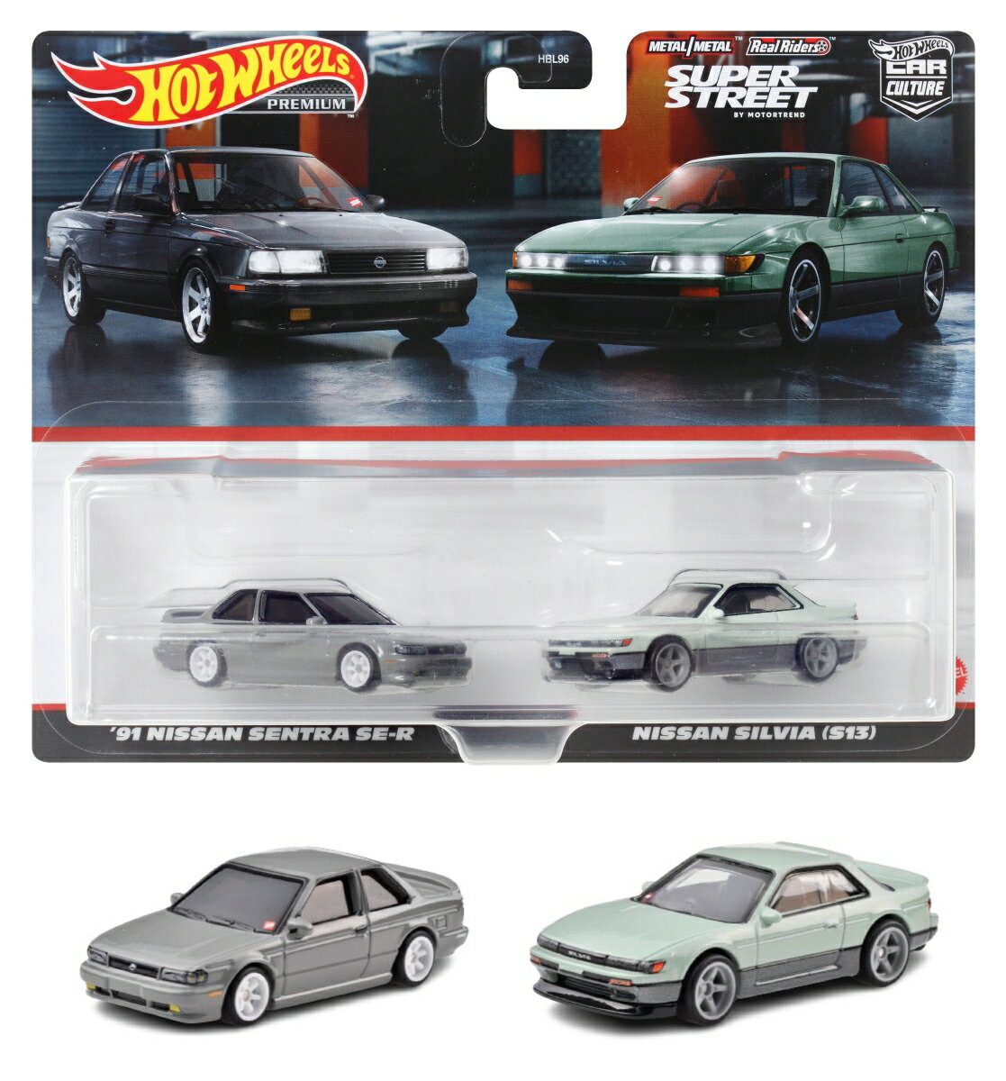 ホットウィール(Hot Wheels) プレミアム 2パック '91 日産セントラ SE-R / 日産 シルビア (S13)【ミニカー】 【3才~】 HYF04