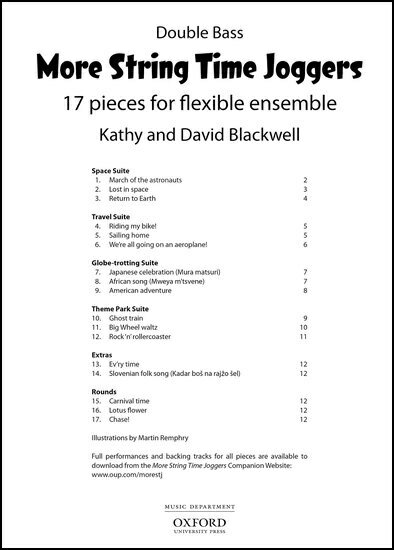 【輸入楽譜】ブラックウェル, Kathy & ブラックウェル, David: モア・ストリング・タイム・ジョガーズ: フレキシブル・アンサンブルのための17の小品 - コントラバス