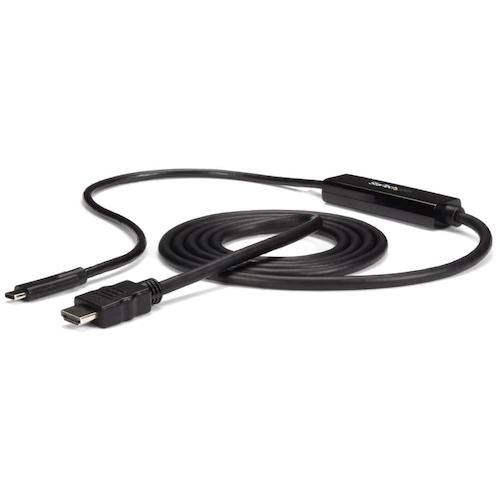 USB-C - HDMI アダプタケーブル。USB Type-C対応デバイスのDisplayPortをHDMIモニタ、テレビ、プロジェクタに直接接続できる便利なソリューションです。このアダプタは接続距離2mに対応しており、MacBook、ChromeBook Pixel 、Dell XPSモデル 13／15など、DP altモードをサポートするUSB-Cデバイスで使用することができます。また、Thunderbolt 3ポートとも互換性があります。

【機器まわりをすっきり保つ接続】
このアダプタケーブルは、2mの距離で直接接続を行います。他にアダプタやケーブルが不要なため、機器周りをすっきり保つことができます。StarTech.comでは、 1m USB-C - HDMIケーブルも提供しており、独自の用途にあった長さのケーブルを選ぶことができます。

【接続が簡単なUSB Type-C】
このアダプタは、柔軟性と利便性に優れたUSB Type-Cポートを使用し、簡単に接続することができます。リバーシブルコネクタであるUSB-Cは、どちら側を上にしても差し込めるため、アダプタは必ず一度で接続します。コンピュータをワークステーションやオフィスのホットデスクに接続する際に、差し込み向きを間違えるということがありません。

【驚きの画質】
1080pのHD画質の4倍に相当する4Kディスプレイやテレビは、驚きの画質を提供します。このアダプタは、USB Type-C接続に組み込まれたビデオ機能でUltra HDの4K画質を提供します。

1080pディスプレイとの下位互換性もあり、家庭やオフィスのHD対応機器でも使用できるアダプタです。

StarTech.comでは、本製品に3年間保証と無期限無料技術サポートを提供しています。

注意：
本アダプタを使用するには、USB-C端末側でビデオ（DP altモード）をサポートしている必要があります。