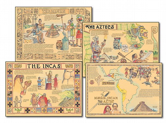 Mayan, Incan, and Aztec Civilizations Bulletin Board Set [With 6 Resource Guide Pages] CHART-MAYAN INCAN & AZTEC -4PK [ Mark Twain Media ]