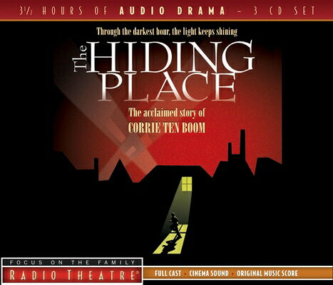 Enter into "The Hiding Place" to relive Corrie ten Boom's heart-pounding account as a leader in the Dutch Underground during World War II. In this latest release from Focus on the Family's Radio Theatre, you'll find tragedy, perseverance, and the reality of God's amazing love. With a cast of internationally acclaimed actors, cinema-quality sound effects, and full orchestration, you'll experience this classic, real-life story like never before.