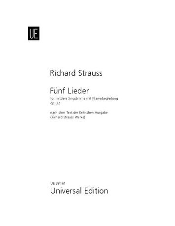 【輸入楽譜】シュトラウス, Richard: 5つの歌曲 Op.32(中声用)(英語・独語)/リヒャルト・シュトラウス全集版