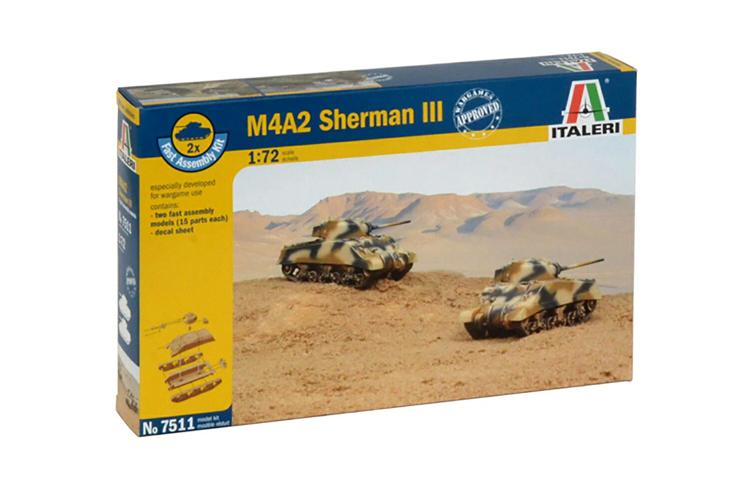 イタレリ 1/72 WW.II 連合軍 M4A2シャーマン3(2輌セット) 【IT7511】 (プラモデル)