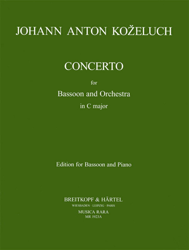 【輸入楽譜】コジェルフ, Johann Anton: 協奏曲 ハ長調(ファゴットとピアノ)/ヴォクスマン編曲