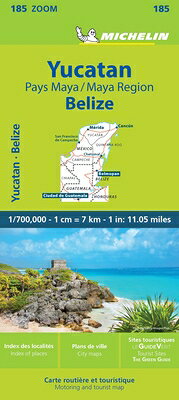 Michelin Zoom Yucatan and the Mayan Region Belize Road and Tourist Map 185 MAP-MICHELIN ZOOM YUCATAN & TH 