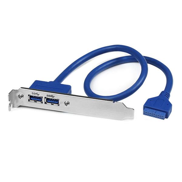 マザーボードピンヘッダー接続USB 3.0 2ポート増設ケーブル PCIブラケット付き