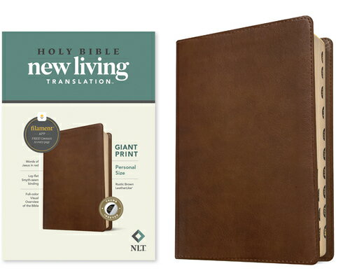 NLT Personal Size Giant Print Bible, Filament Enabled Edition (Red Letter, Leatherlike, Rustic Brown NLT PERSONAL SIZE GP BIBLE FIL 