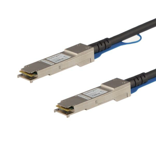 Cisco製QSFP-H40G-CU3M互換QSFP+ダイレクトアタッチケーブル。Ciscoブランド互換のスイッチやルーターでの使用を前提に、設計・プログラミング・テストが行われた製品です。MSA業界規格に準拠しています。

このパッシブDACケーブルは、QSFP+（Mini-GBIC）ポートに接続する40ギガビットイーサネット用途に適しています。ホットスワップに対応し、ネットワークの中断を最小限に留めながら、シームレスなアップグレードと交換が可能です。

消費電力と遅延が少ない高速性能を提供するよう設計されたQSFP+ケーブルは、光ファイバケーブルに代わる費用対効果の高いソリューションです。ネットワークスイッチ／サーバーのラック内2点間接続等、短距離での使用を想定しています。

【StarTech.comがお届けするSFPケーブル】
StarTech.com製のSFPおよびSFP+ Twinax ケーブルには、すべてライフタイム保証と無期限無料技術サポート（多言語に対応）が付いています。StarTech.comでは、安定したネットワーク性能の実現に必要な信頼性と利便性を備えたSFPモジュールとSFPダイレクトアタッチケーブル各種を幅広く提供しています。
