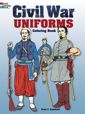 Accurate representations of period apparel depict 21 Confederate uniforms, 24 Union uniforms, different ranks, states, units; historical figures include Grant, Lee, Farragut, and others -- shown in color on covers. Descriptive captions.
