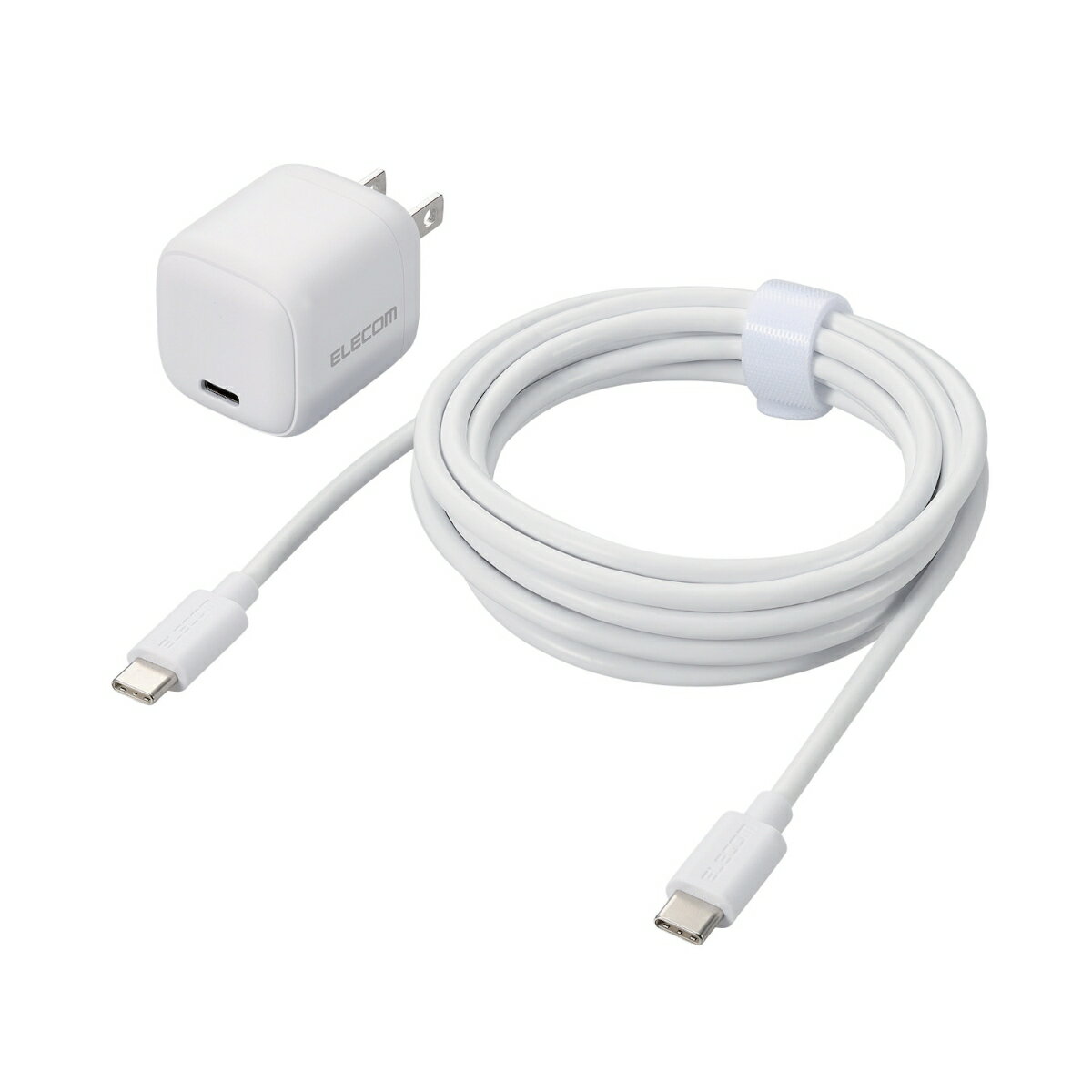 AC充電器/スマホ・タブレット用/USB Power Delivery/30W/USB-C1ポート/C-Cケーブル付属/2.5m/ホワイト