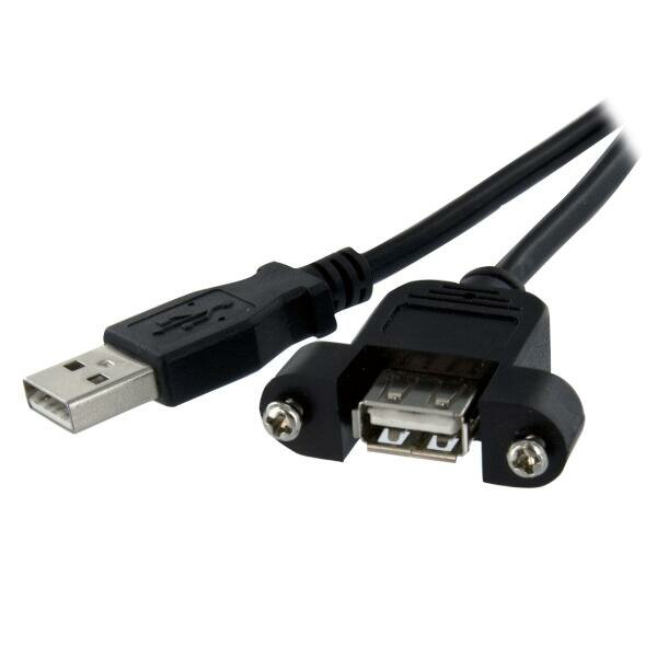 30cm USB2.0パネルマウント型ケーブル パネルマウント用USB Aポート(メス) - USB Aポート(オス)