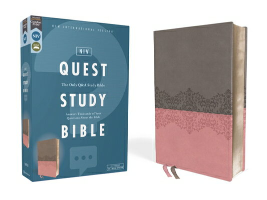 Niv, Quest Study Bible, Leathersoft, Gray/Pink, Comfort Print: The Only Q and A Study Bible NIV QUEST STUDY BIBLE LEATHERS [ Christianity Today Intl ]