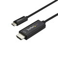 USB-CをHDMIに変換するアダプタケーブル。USB Type-C対応デバイスを直接HDMIモニタ、テレビ、プロジェクタなどに3mの長さで接続できる便利なソリューションです。MacBook、ChromeBook Pixel、Dell XPS モデル13／15など、DP Altモードに対応するUSB-Cデバイスに対応し、Thunderbolt 3ポートとも互換性があります。

【デスク周りを整然と保つアダプタケーブル】
3mのケーブル長で直接接続できるアダプタケーブルは、余分な配線やアダプタを減らし、すっきりと配線することができます。

接続距離がより短い場合は、StarTech.com製 1m USB-C - HDMI ケーブル （CDP2HD1MBNL） および 2m USB-C - HDMI ケーブル （CDP2HD2MBNL） がご利用になれます。設置ニーズに合わせてケーブルの長さが選択可能です。

【驚きの画質を提供】
4K／60Hzモニタ（TV）は、1080pHD画質の4倍という驚きの画質を実現します。このアダプタケーブルは、USB Type-Cに内蔵のビデオ機能を活かし、4K対応ディスプレイにUltra HDの画質を表示します。

また、このアダプタは1080pディスプレイとも下位互換性があります。家庭やオフィスその他で、現在使用中のHD作業環境でも最適なアクセサリとなり、同時に将来的な4K／60Hz導入にも対応可能です。

StarTech.comでは、本製品に3年間保証と無期限無料技術サポートを提供しています。