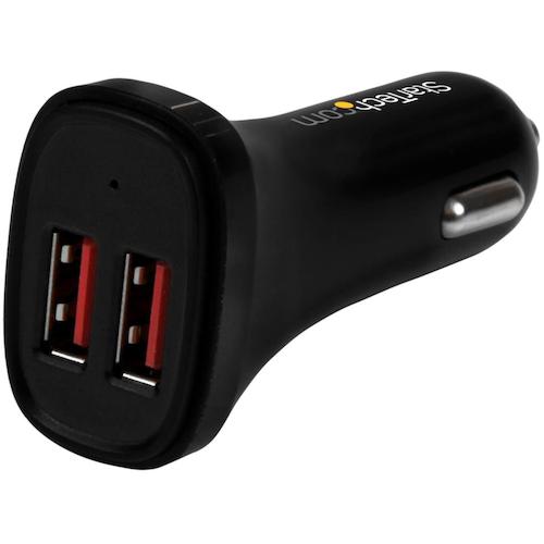 2ポートUSB車載充電器シガーソケットカーチャージャー 24W/4.8A ブラック