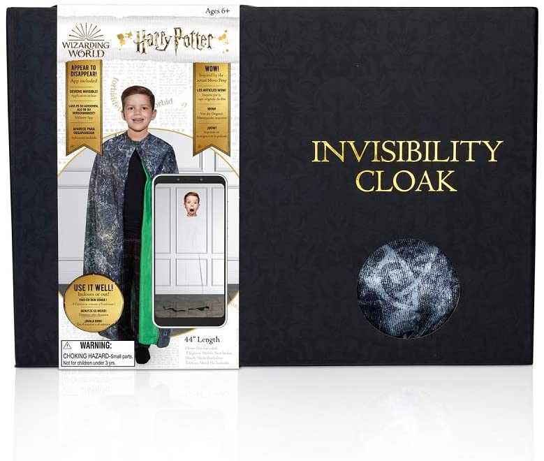 ハリー・ポッターに出てくる魔法のマントが現実に！

マントをかぶってスマートフォンで見ると…マントの部分だけ消えて透明に見える！

SNS映え間違い無しの不思議な写真や動画が作れます。撮影に便利なスマホスタンド付き。
