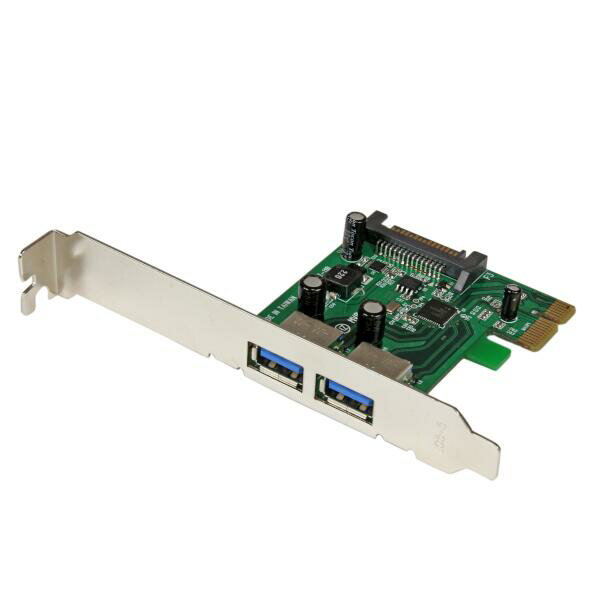 USB 3.0 2ポート増設PCI Expressインターフェースカード UASP対応 2x USB 3.0 5Gbps 拡張用PCIe接続ボード SATA電源端子付き