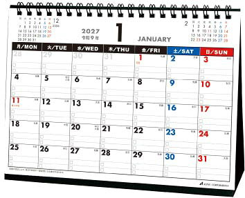 ●日付期間（掲載期間）：2027年1月〜2027年12月
●罫内容：ブロックタイプ
●記入欄：月間予定表ブロック式、月曜始まり
●サイズ（判型）：
●寸法：150×210×10
●色：
●表紙：紙製
●中紙：紙製
●ページ数：7枚綴り（表紙含む）