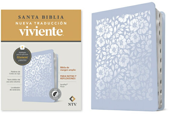 Biblia de Margen Amplio Ntv Con Filament (Sentipiel, Floral, ndice, Letra Roja) BIBLIA DE MARGEN AMPLIO NTV CO 