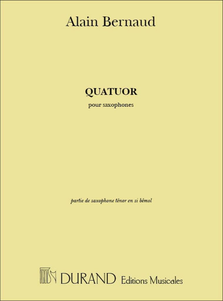 【輸入楽譜】ベルノー, Alain: 四重奏曲: テナー・サクソフォン・パート