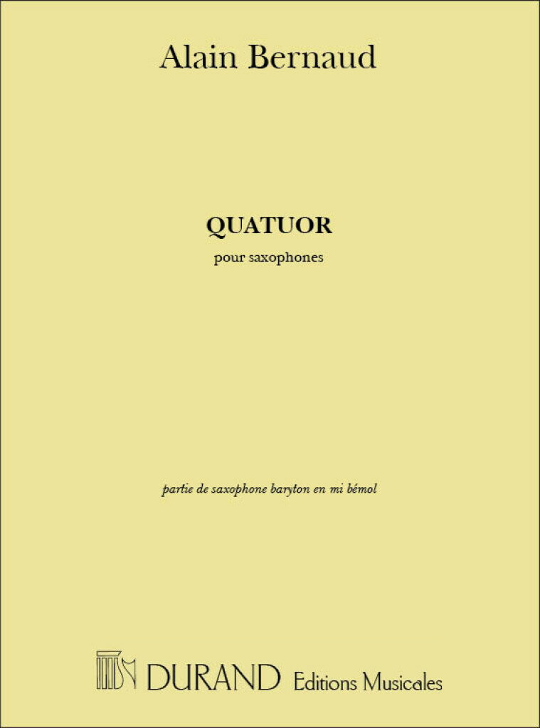 【輸入楽譜】ベルノー, Alain: 四重奏曲: バリトン・サクソフォン・パート