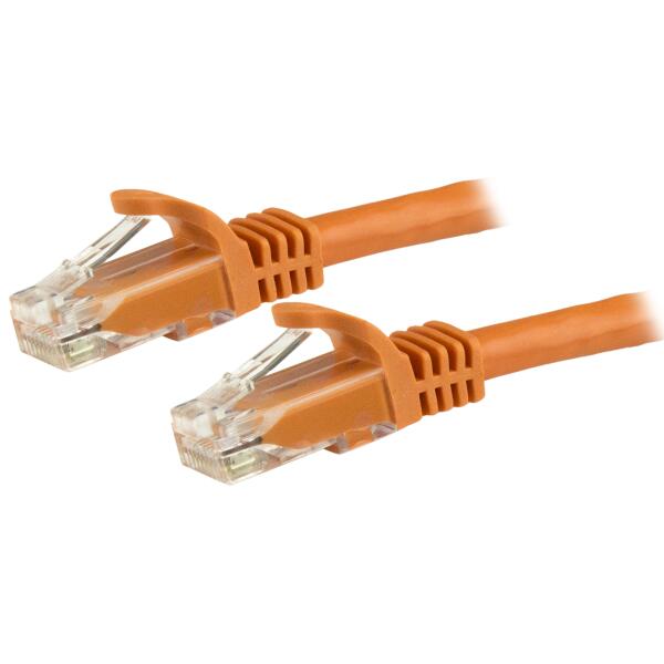 カテゴリ6 LANケーブル（Cat6） RJ45モールドコネクタ（ツメ折れ防止カバー付き） 3m オレンジ