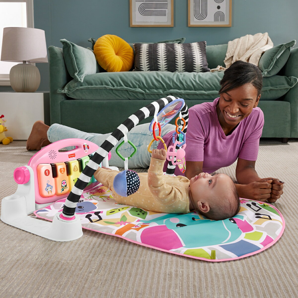 フィッシャープライス(fisher price)　あんよでキック！感覚が育つ4WAYバイリンガル・ピアノジム ピンク 赤ちゃん・幼児おもちゃ 知育・学習玩具 室内遊具 ベビージム ・ プレイマット ・ 英語 ・ 外国語 0ヵ月から ピンク JLK18 2